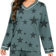 thumbnail image 6 of Gytharion Women's Pajama Sets Soft Comfy Long Sleeve V-Neck Sleepwear and Long Pants Cute Star Print Loungewear Outfits 2 Piece Pj Sets for Women, 6 of 6