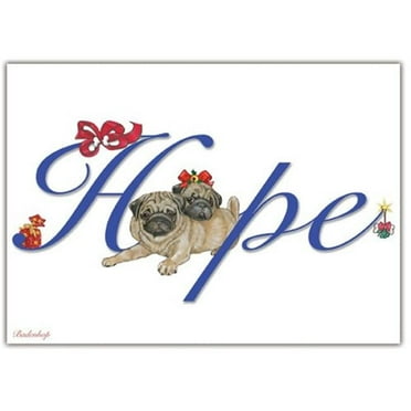 Pipsqueak Productions C580 Pug Hope Christmas Boxed Cards - Pack of 10