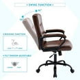 thumbnail image 5 of XINMICS Ergonomic Office Chair, Adjustable PU Leather Computer Chair with Padded Armrests, Brown, 5 of 7