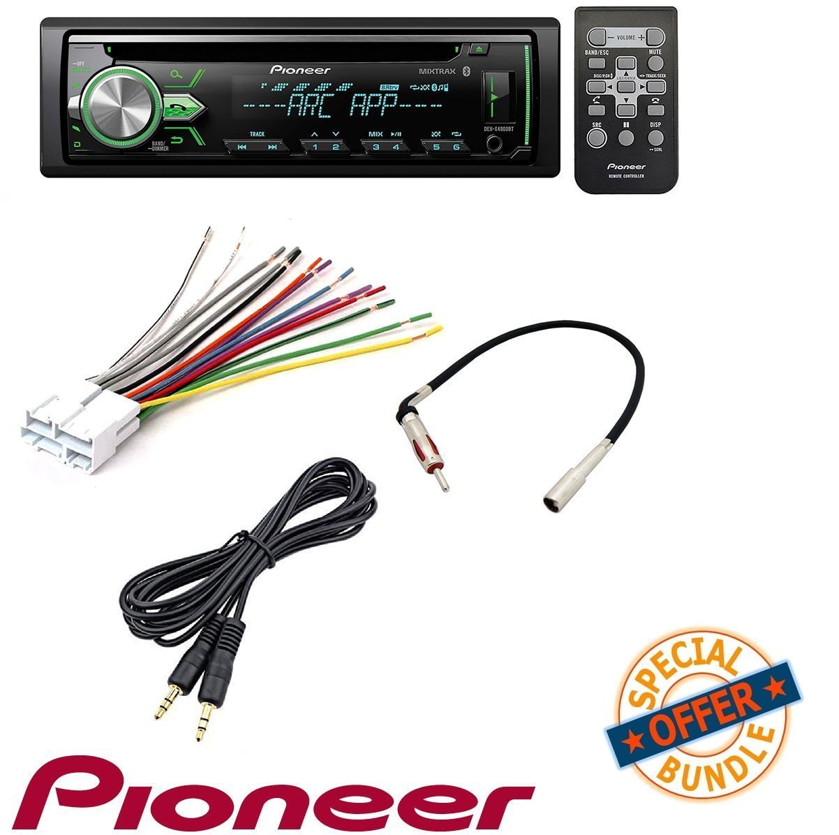 Pioneer DEHX4900BT Vehicle CD Digital Music Player Receivers, Black W