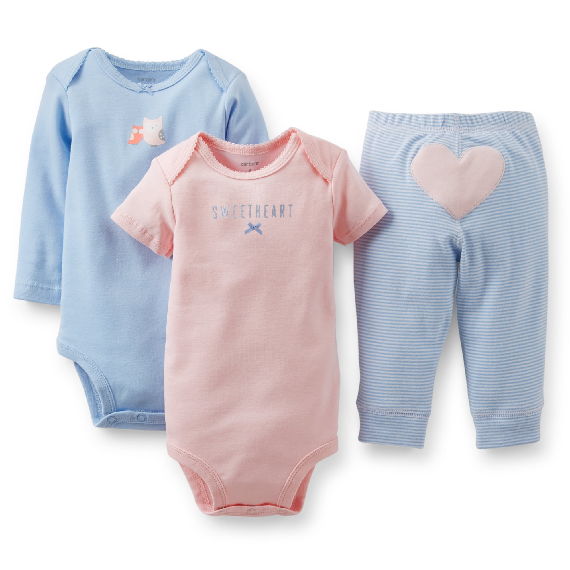 Carters Baby Clothing Outfit Girls 3piece set Sweetheart Pink and Blue