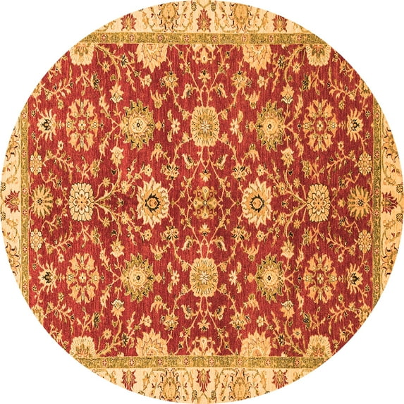 Ahgly Company Indoor Round Oriental Orange Traditional Area Rugs, 5' Round