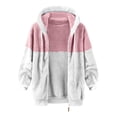 thumbnail image 5 of VISALY Womens Zip Up Hoodies Sweater Jacket Coat Stitching Three- Pocket Soft Hooded Pullover Sweatershirt Warm Artificial Wool Coat Outwear Casual Sweaters Fleece Hoodies Winter Sweaters Pink 4Xl, 5 of 7