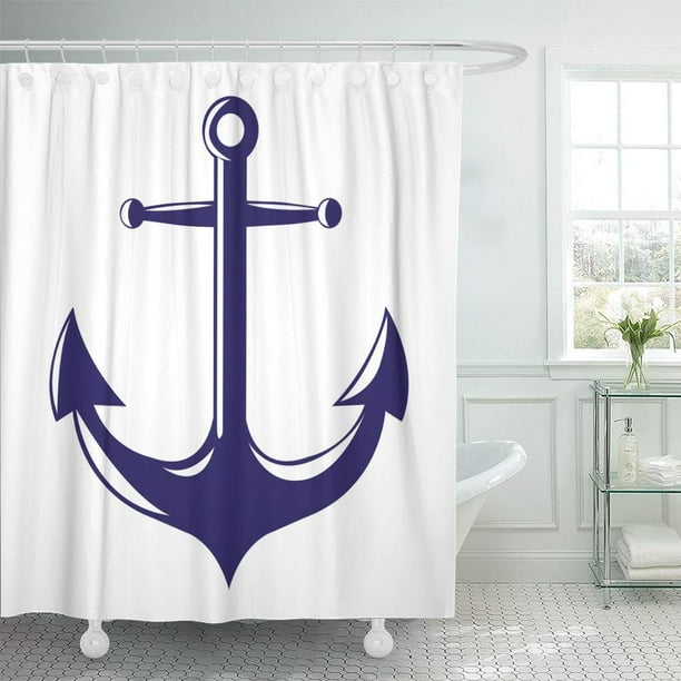 Cynlon Brand Black Boat Anchor Blue Antique Branding Clip Bathroom Decor Bath Shower Curtain 60x72 Inch Walmart Com Walmart Com