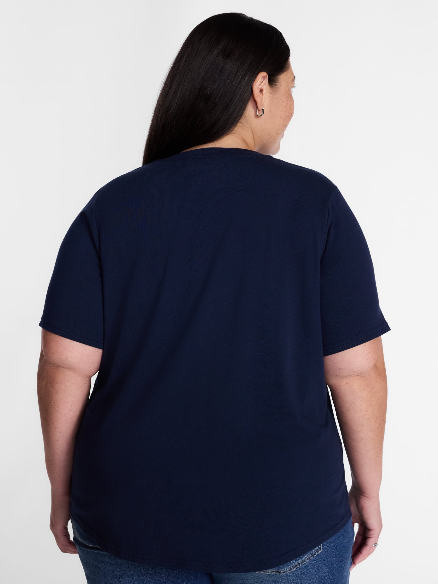 Terra & Sky Women's Plus Size V Neck Tee with Short Sleeves, Size 0X-5X
