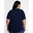 thumbnail image 3 of Terra & Sky Women's Plus Size V Neck Tee with Short Sleeves, Size 0X-5X, 3 of 5