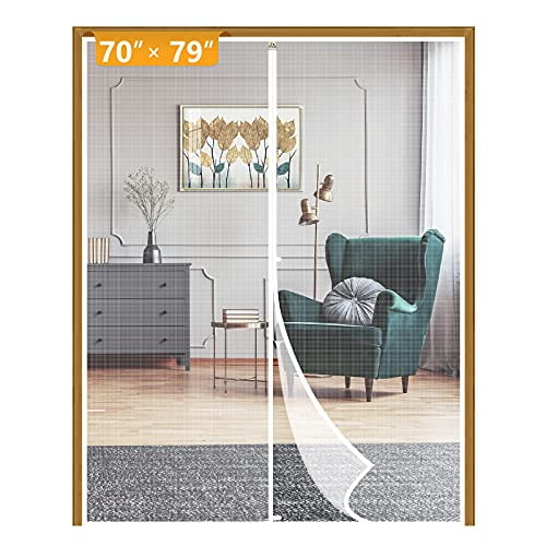 Yotache White Magnetic Screen Door Fits Size 70 X 79 Strengthened Fiberglass Insect Fly Mesh For Patio Sliding Fit Doors Up To W H Max Com Yotache White Magnetic Screen Door Fits, 70 X 79 Sliding Glass Door