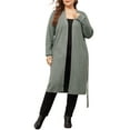 thumbnail image 3 of Agnes Orinda Women's Plus Size Sweater Cardigan Knit Long Sleeve Belted Overwear Long Cardigans 2X Grey, 3 of 6