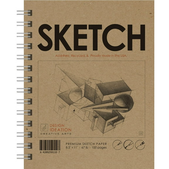 Design Ideation Sketchbook. Wire Bound. Mixed Media Paper. (8.5" x 11") WB-50100-LS (1 Book)