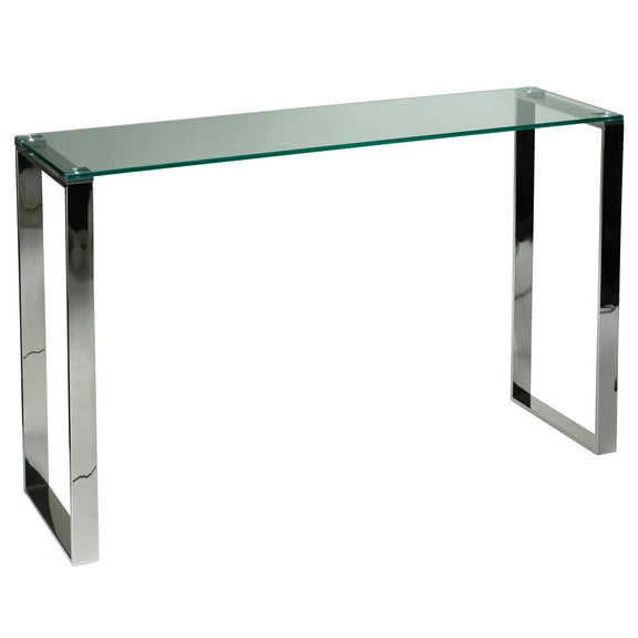 Cortesi Home Remi Contemporary Glass Console Table with Chrome Finish