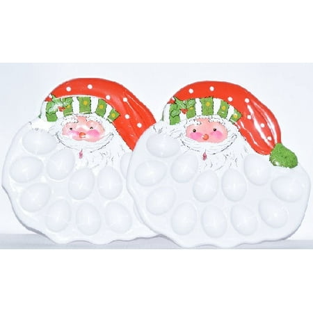 Old Home Kitchen Set of Two Santa Deviled Egg Tray in