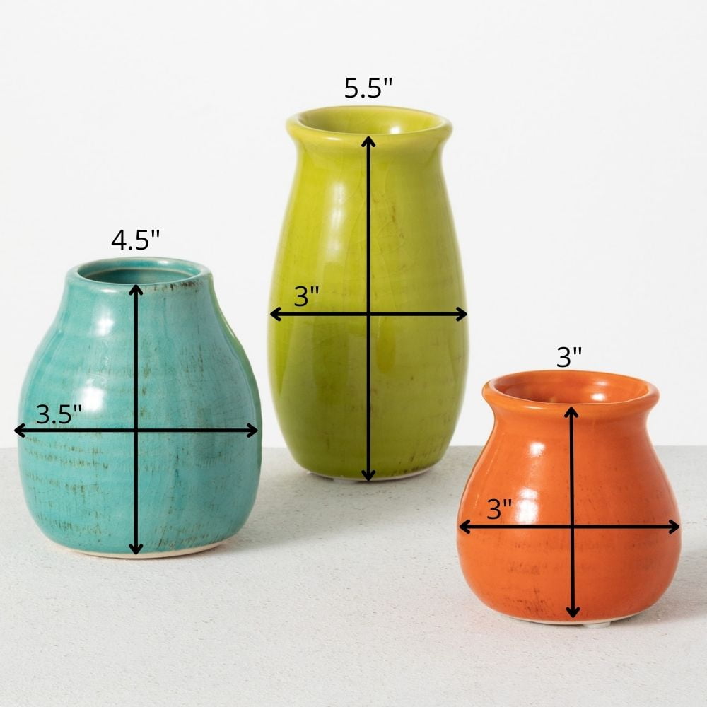 Sullivans Set of 3 Petite Ceramic Vases 3"H, 4.5"H & 5.5"H Multicolored