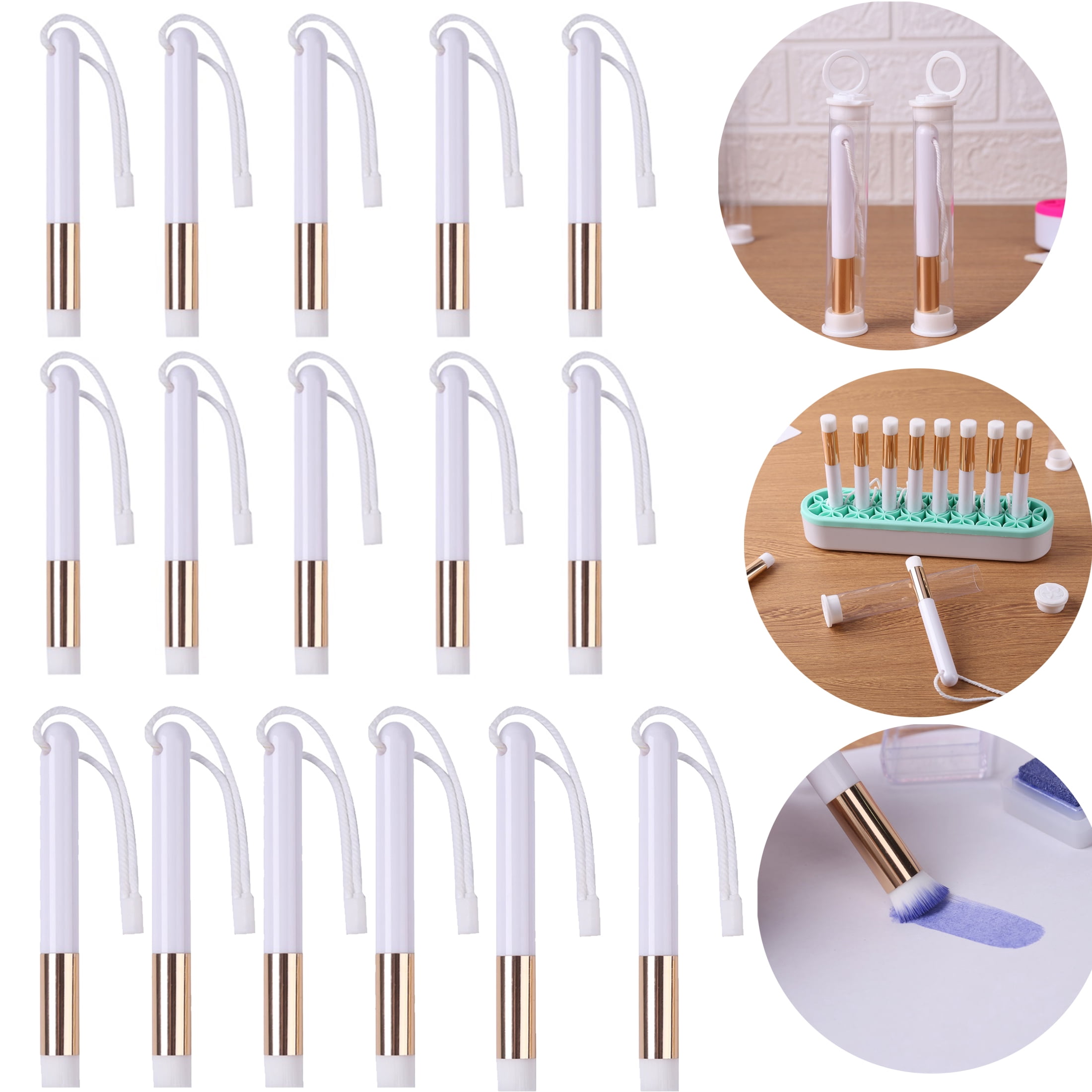Briartw 16 Pieces Mini Blending Brushes for Diy Detail Scrapbooking Background Paper Cards Crafts Tool Art Brushes