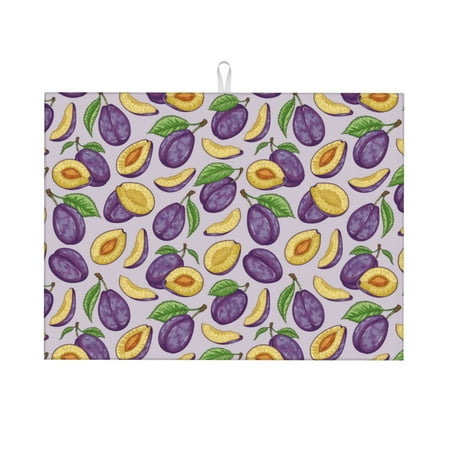 

Zeuib Plum Dish Drainer Kitchen Counter Kitchen Drying Mat Heat Resistant Drainer Mats Easy to Clean Dish Rack Pad