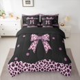 thumbnail image 2 of Castle Fairy Teens Black Pink Bow-Tie Twin Bedding Sets 7-Piece,Animal Leopard Cheetah Print Bedding Comforter Set Microfiber,Old Fashion Dreamy Princess Breathable Sheet Sets, 2 of 8