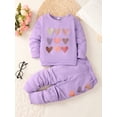 thumbnail image 3 of Bagilaanoe 2Pcs Little Girl Valentine's Day Outfits Heart Print Long Sleeve Pullover Tops + Sweatpants 3T 4T 5T 6T 7T Kids Long Pants Set, 3 of 9