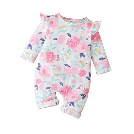 

Dadaria Baby Boys Girls Clothes 0-18M Newborn Infant Floral O ANeck Keep Warm Fly Sleeve Romper Jumpsuit Multicolor 86 Toddler
