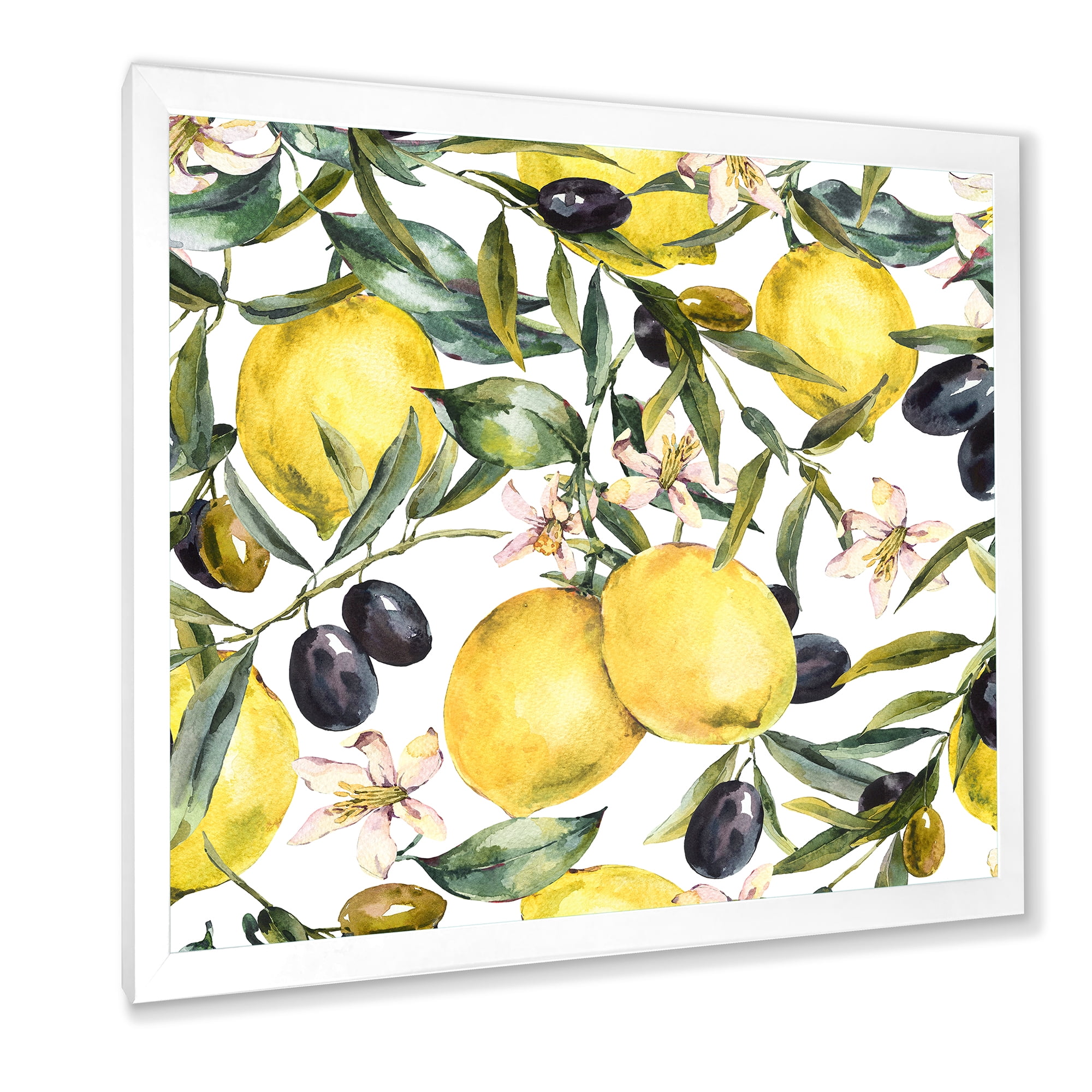 Designart 'Olive and Lemon Branches I' Tropical Framed Art Print