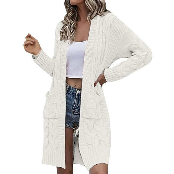 Niaviben Knit Cardigan Long Cardigan Loose Cardigan Womens Jackets Jacket Women Long Sweaters for Women Knit Sweater White XL