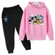 thumbnail image 4 of Conjunto de dos piezas con sudadera y pantalones para niñas de 3 a 14 años con estampado creativo de Mickey y Minnie de Disney clásico de Harajuku, 4 of 5
