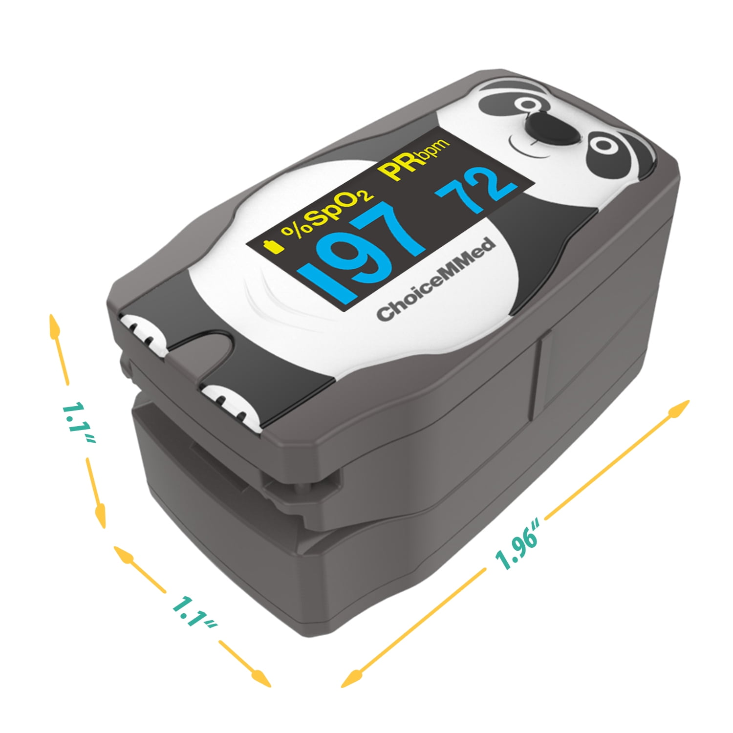 CHOICEMMED OLED Panda Pediatric Pulse Oximeter Fingertip – SP02 Pulse Oximeter for Kids – Children Blood Oxygen Saturation Monitor with Color OLED Screen - Child O2 Saturation Monitor with Batteries