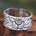 thumbnail image 4 of Anillo de dedo Minnieouse con extremo abierto ajustable de cobre Loto plateado, 4 of 6