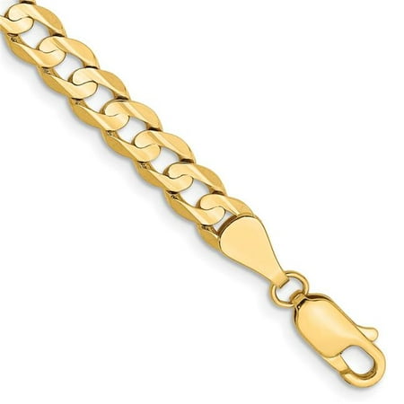 Primal Gold 14 Karat Yellow Gold 5.25mm Open Concave Curb Chain Bracelet
