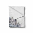thumbnail image 2 of Sketchy Soft Flannel Fleece Blanket, Hand Drawn Tram and Bicyclists Cityscape of Amsterdam Netherlands Urban Life, Cozy Plush for Indoor and Outdoor Use, 70" x 90", Blue Lilac White, by Ambesonne, 2 of 6
