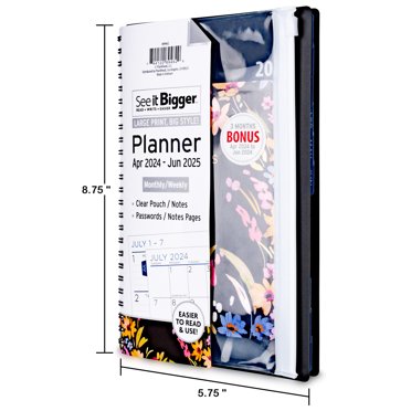 See It Bigger Monthly/Weekly Planner April 2024 - June 2025 (4.5" x 6.5