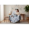 thumbnail image 6 of Serafina Home Decorative Home Decor Ocean Life Coastal Throw Blanket: Soft Plush Velvet Fleece Calming Hues of Blues Greys on White, Accent with Shells Coral and Starfish, 6 of 12