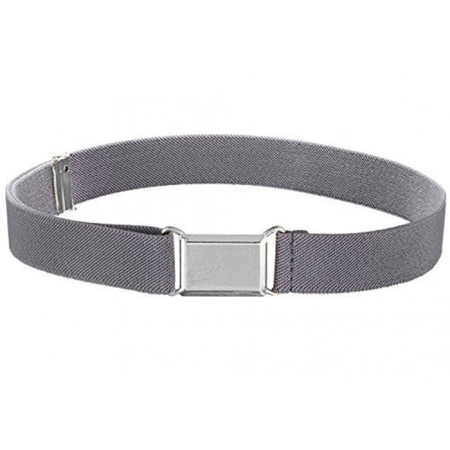 Ceinture Élastique Ajustable pour Enfants avec Boucle Carrée Argentée - Gris