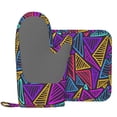 thumbnail image 4 of ZNDUO Non-Slip Cooking Oven Gloves, Modern Triangle Texture Abstract Pattern Oven Mitts and Pot Holders Set, 4 of 8