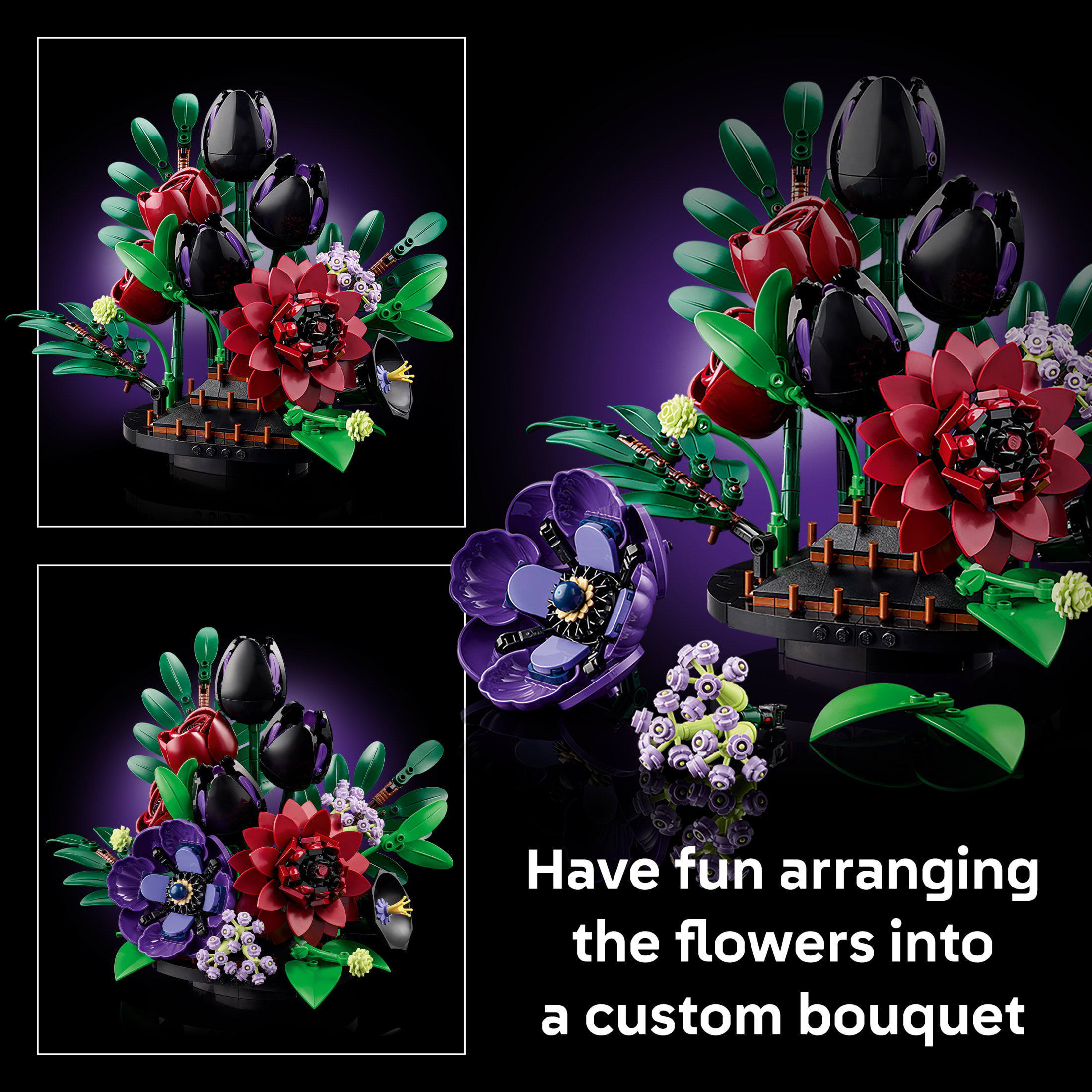 LEGO Botanicals Arreglo Floral Oscuro - Set de Construcción para Adultos, Mayores de 18 Años - Decoración de Flores Artificiales para Hogar u Oficina - Decoración Floral para Estante - Regalo para Mujeres y Hombres - 11513 6