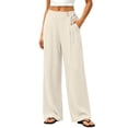 thumbnail image 2 of JYnXIANTI Wide Leg Pants for Women Loose Flowy High Waist Pants Breathable Beach Trousers Travel Outfit with Pockets(White,X-Large), 2 of 7