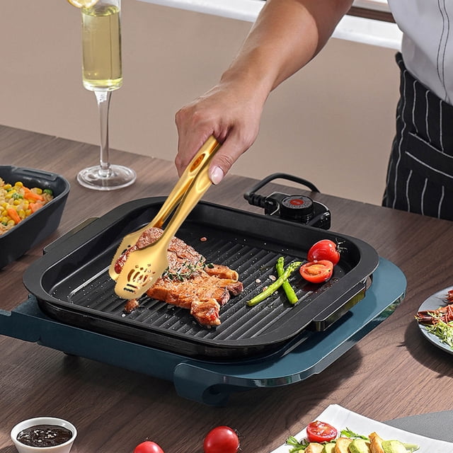 Vrorvz 304 Stainless Steel Kitchen Tools Food Clip with Non Slip Handle for Grilled Meat Vegetable Bread Secure Grip Multifunctional Tool for BBQ and Family Gatherings