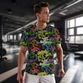 thumbnail image 3 of Wukai Game Joysticks Print Men's Short-Sleeved Mesh T-Shirt,Quick-Dry Short Sleeve Workout T-Shirt-XX-Large, 3 of 8