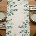 thumbnail image 5 of Table Runners 48 Inches Long Dress Scarves, Daisy Eucalyptus Leaves Farmhouse Kitchen/Dining Table Runner, Short Coffee Tablerunners, Rustic Weeping Botanical Linen 13x48 Inch, 5 of 9