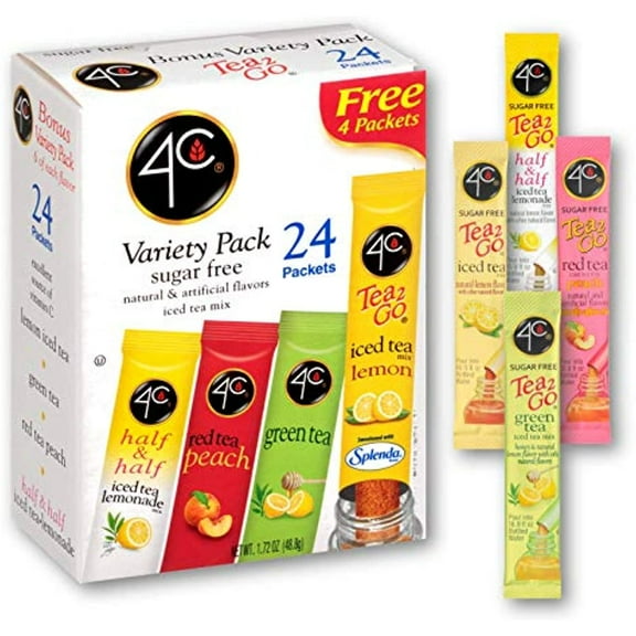 4C Totally Light Tea 2 Go Bonus Variety Pack Ice Tea Mix, 24-Count Boxes (Pack Of 3)