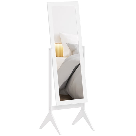 HOMCOM Miroir Pleine Longueur Autoportant pour Bijoux et Habillage, Angle Ajustable