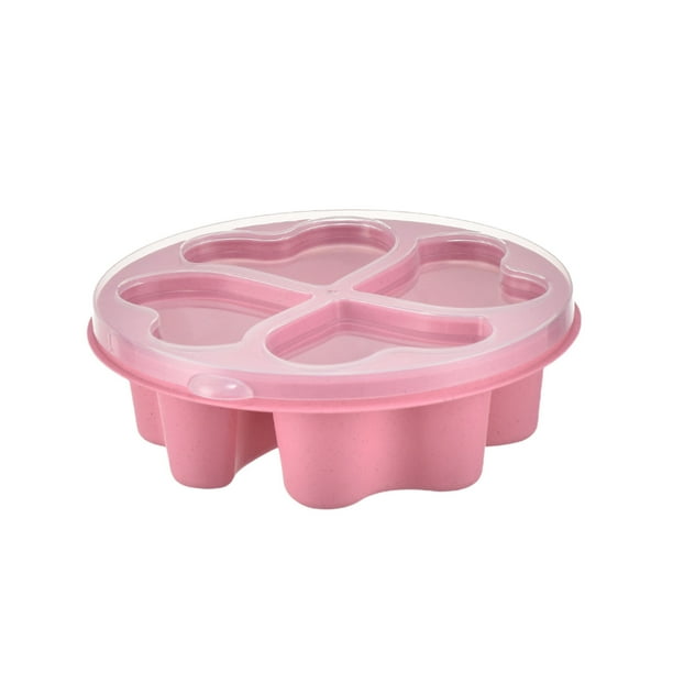 Yhmxh Utensilios de cocina Caja de dulces con forma de corazón para meriendas con pajita, cuatro compartimentos, tapa transparente y borde. Muebles para cocina Accesorios de cocina