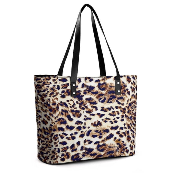 Animal Print, Leopard Texture Woman Leather Handbags Large Tote Bag Fashion Portable Handbags With Zipper