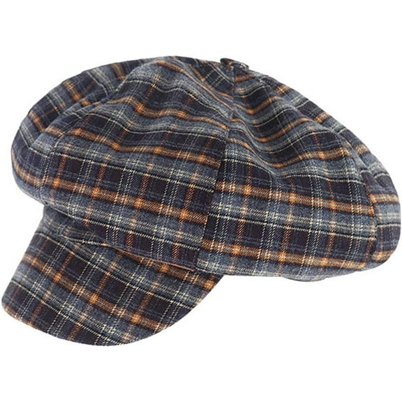 Womens Newsboy Cap Plaid Beret Hat Visor Flat Cap Vintage Cotton Hats Summer Cabbie Baker Boy Hat Beret Cap