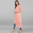 thumbnail image 4 of Janasya Indian Round Neck 3/4 Sleeve Floral Print Pink Poly Crepe Layered Kurta For Women, 4 of 8