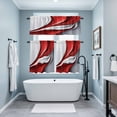 thumbnail image 4 of Abstract Stitching Kitchen Curtains Valances and Tiers Set of 3 Red White Water Ripple Gradient Tier Curtains and Valance with Rod Pocket for Small Windows, 27.5"x36", 4 of 9