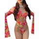thumbnail image 3 of Conjunto de playa para mujer, top anudado de manga acampanada con braguita de cintura alta Conjunto de verano de 2 piezas, 3 of 5