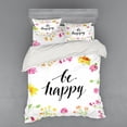 thumbnail image 2 of Ambesonne Saying Bedding Set 3 Pcs, Be Happy Wildflowers, Twin XL, Multicolor, 2 of 3