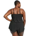 thumbnail image 2 of Aqua Green Women's Plus Size High Neck Swim Romper with Pockets - Black - (18W), 2 of 5