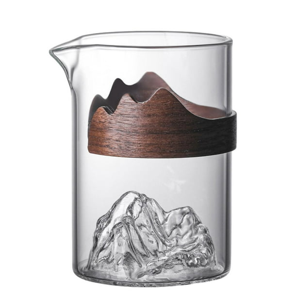 Jarra de cristal japonesa de montaña con asa, taza de café de cristal transparente de 330ml para té, bebida, leche y café