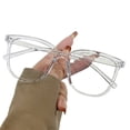 thumbnail image 2 of sunsanly Unisex Blue Light Blocking Glasses Retro Large Oval Frame Clear View Strong Hinge with Brim Eye Protection Clear Bluelight Glasses Spectacles Eyeglasses Eyewear, 2 of 8