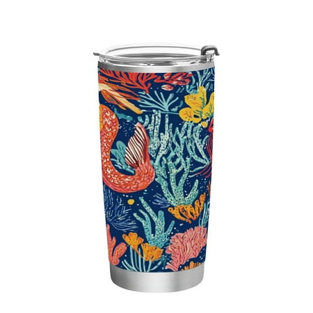 

20oz Straw Mugs with Handle and Straw Lid Sports Mugs Car Mugs Corals and Seaweed
